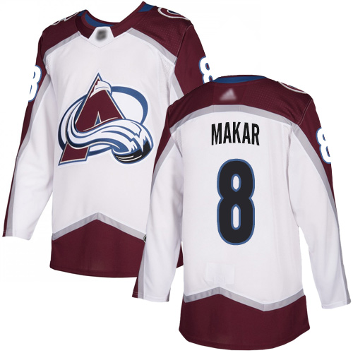 Adidas Colorado Avalanche Men 8 Cale Makar White Road Authentic Stitched NHL Jersey